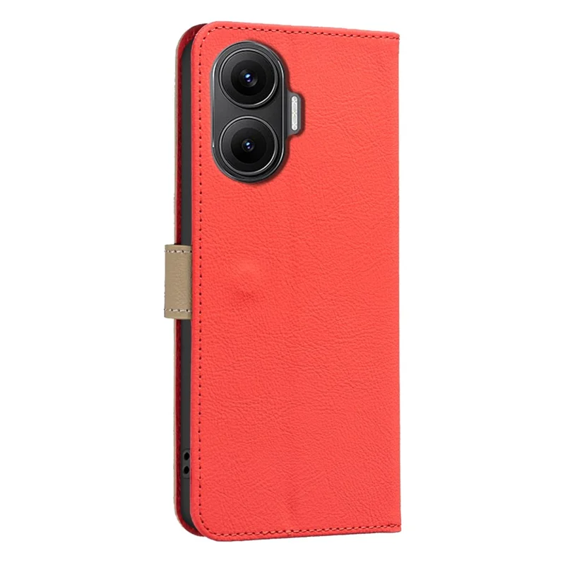 For Xiaomi Poco F7 5G  /  Redmi Turbo 4 Pro 5G Leather Case BINFEN COLOR BF36 Floral Pattern Phone Cover RFID Blocking Wallet Stand - Red
