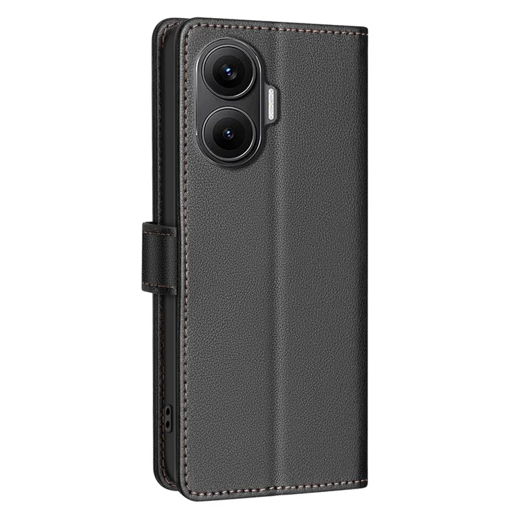 BINFEN COLOR BF32 For Xiaomi Poco F7 5G / Redmi Turbo 4 Pro 5G Leather Case Wallet RFID Blocking Phone Cover - Black