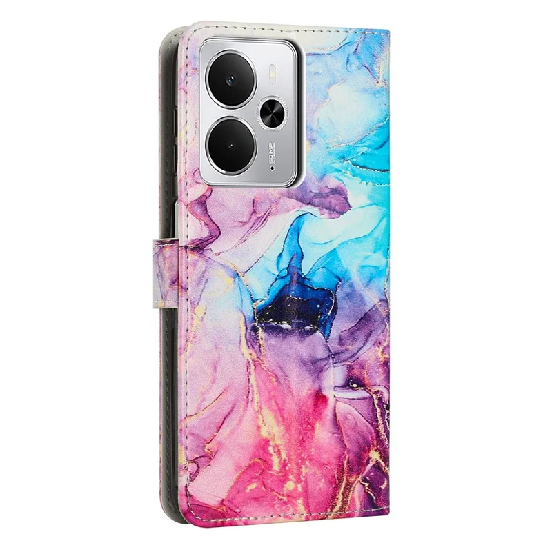Stand Case for Realme 14 5G / 14T 5G / P3 5G Marble Pattern PU Leather Wallet Phone Cover - Pink  /  Purple