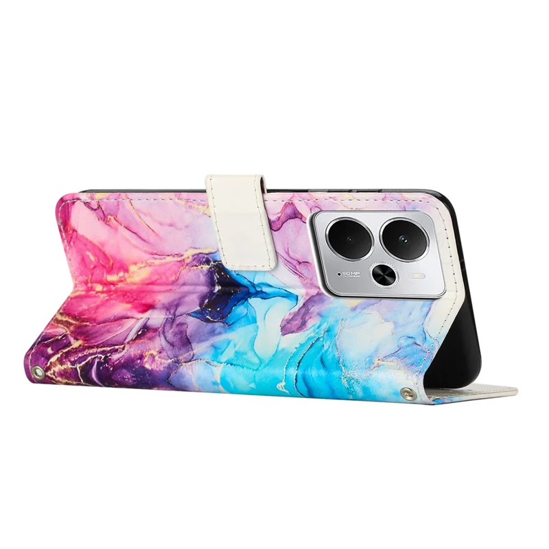 Stand Case for Realme 14 5G / 14T 5G / P3 5G Marble Pattern PU Leather Wallet Phone Cover - Pink  /  Purple