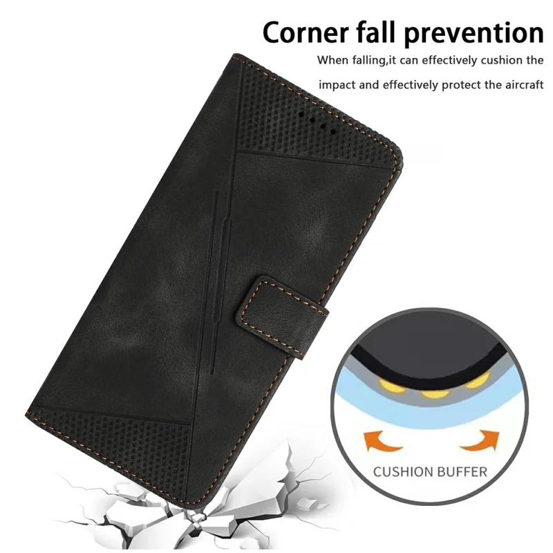 Leather Case for Sony Xperia 1 VII Imprinted Triangle Phone Cover - Black
