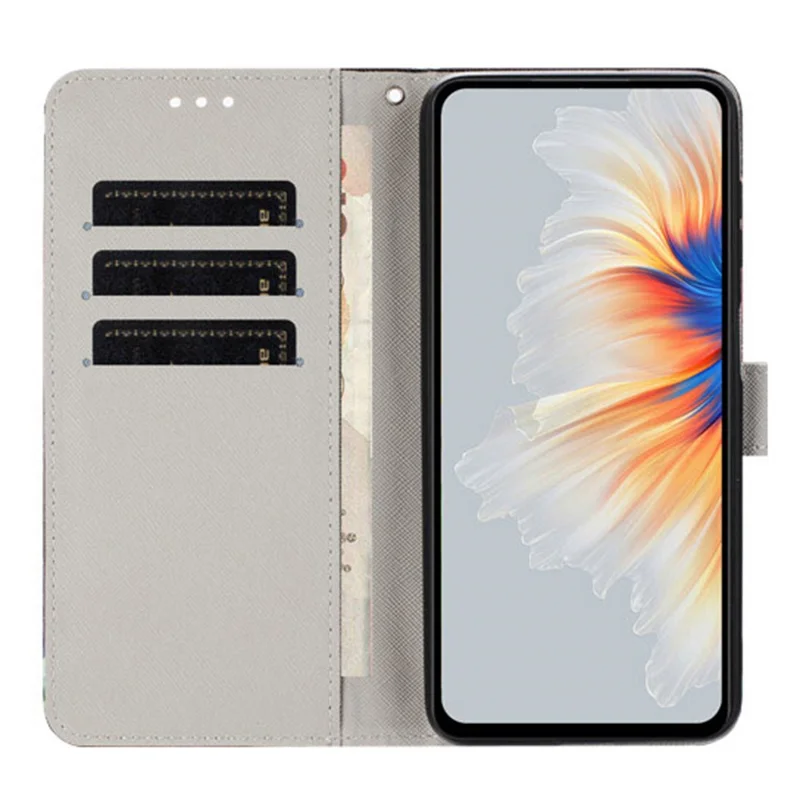 Wallet Case for TECNO Camon 40 Pro 4G Pattern Printing PU Leather Phone Cover with Lanyard - Sunflower