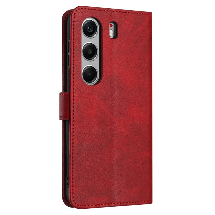 For TECNO Camon 40 Pro 4G Case Flip Stand PU Leather Wallet Phone Cover Calf Texture - Red
