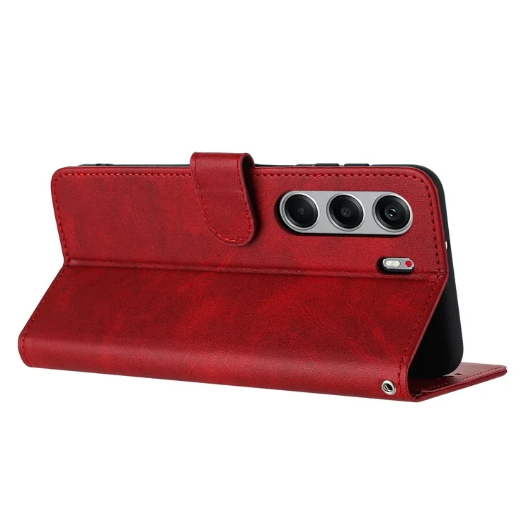 For TECNO Camon 40 Pro 4G Case Flip Stand PU Leather Wallet Phone Cover Calf Texture - Red