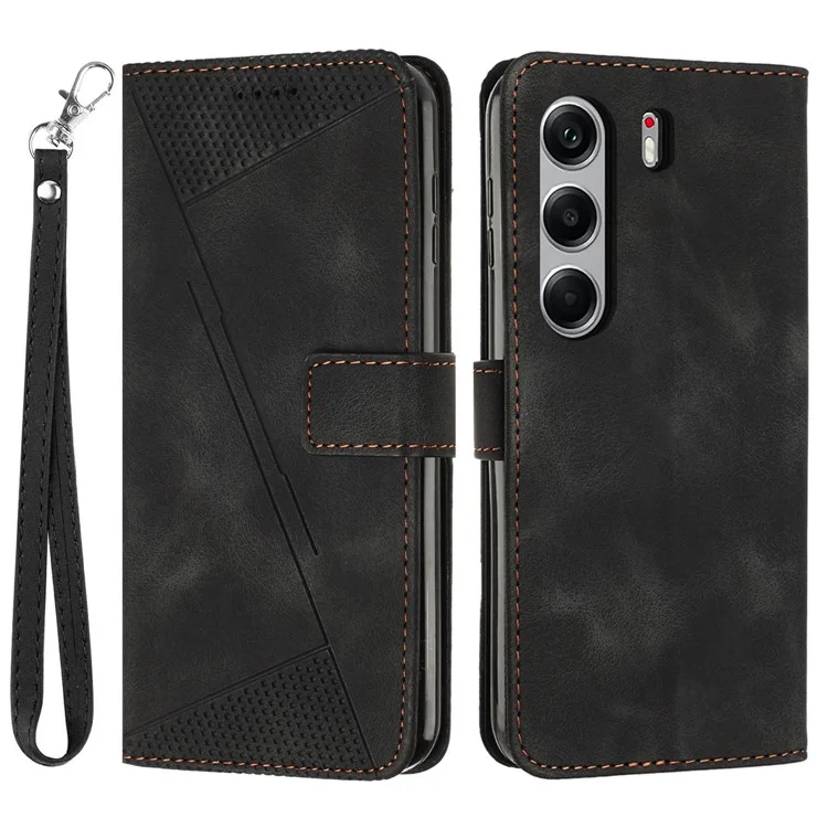 Ledertasche für TECNO Camon 40 Pro 4G mit geprägtem Dreieckmuster - Schwarz
