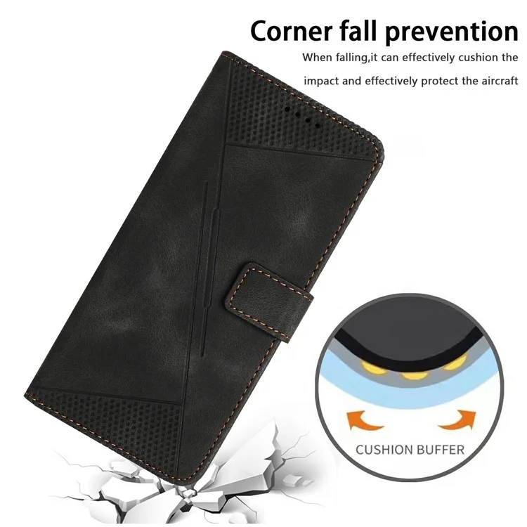 Ledertasche für TECNO Camon 40 Pro 4G mit geprägtem Dreieckmuster - Schwarz