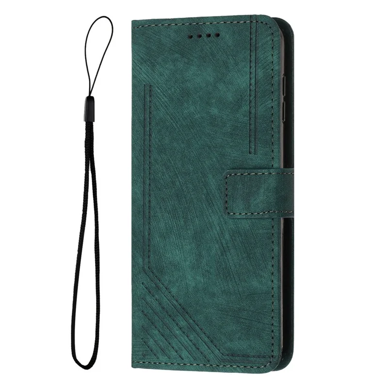 Stand Case for TECNO Camon 40 Pro 4G Imprinted Lines Leather Phone Cover - Green