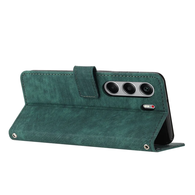 Stand Case for TECNO Camon 40 Pro 4G Imprinted Lines Leather Phone Cover - Green