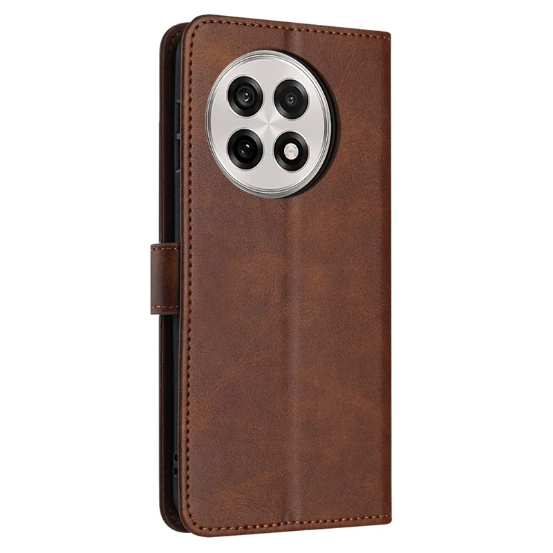 For OnePlus 13R 5G Case Flip Stand PU Leather Wallet Phone Cover Calf Texture - Brown