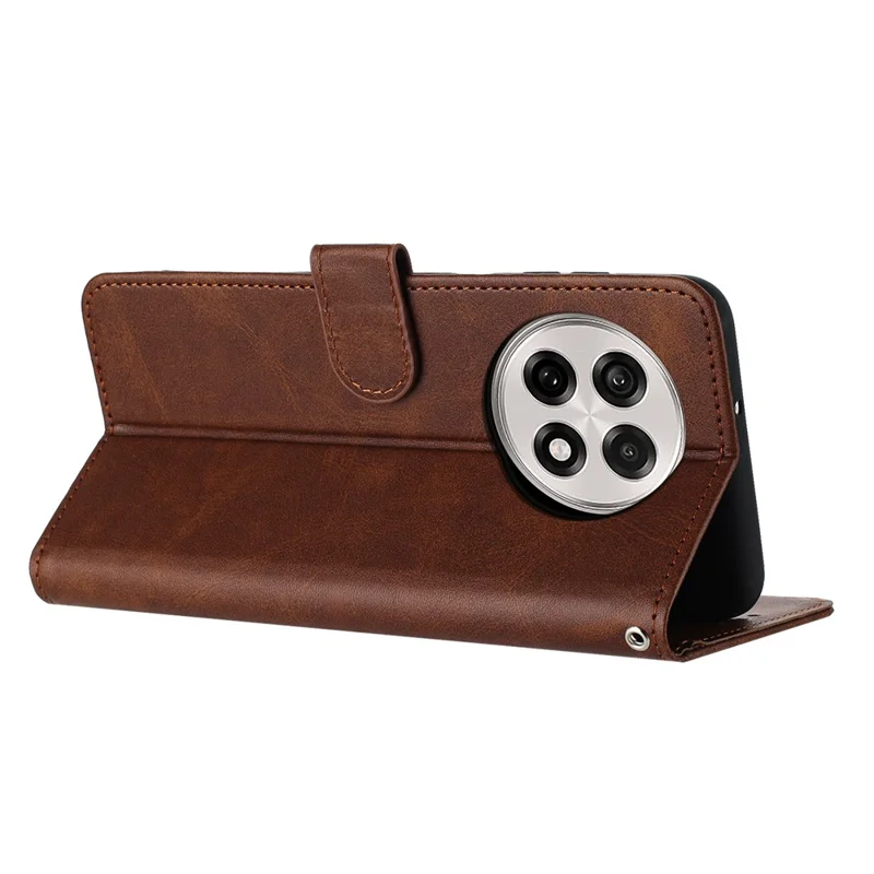 For OnePlus 13R 5G Case Flip Stand PU Leather Wallet Phone Cover Calf Texture - Brown