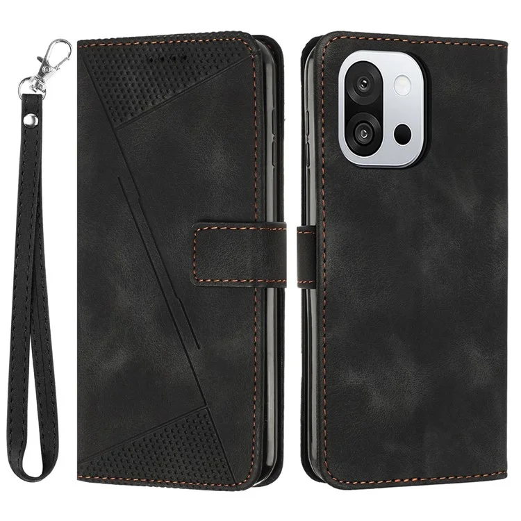 Leather Case for OnePlus 13T 5G Imprinted Triangle Phone Cover - Black