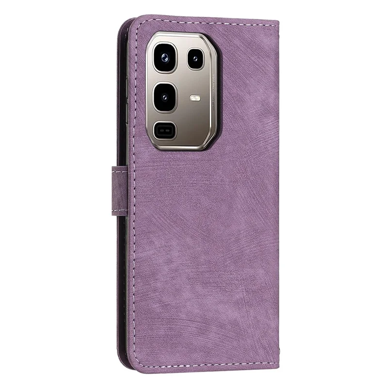 Stand Case for Infinix Note 50x 5G Imprinted Lines Leather Phone Cover - Purple
