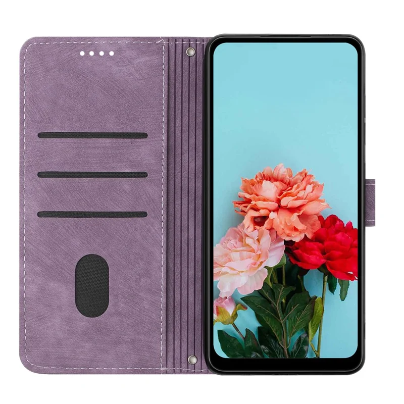 Stand Case for Infinix Note 50x 5G Imprinted Lines Leather Phone Cover - Purple