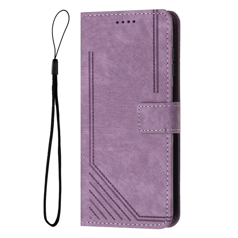 Stand Case for Infinix Note 50 Pro+ 5G Imprinted Lines Leather Phone Cover - Purple
