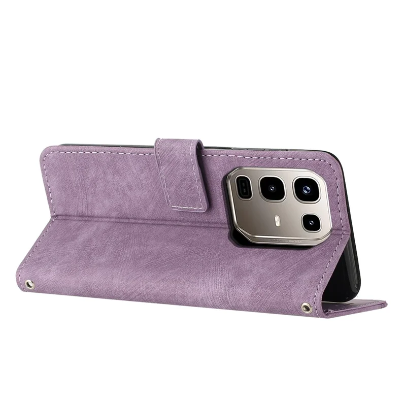 Stand Case for Infinix Note 50 Pro+ 5G Imprinted Lines Leather Phone Cover - Purple