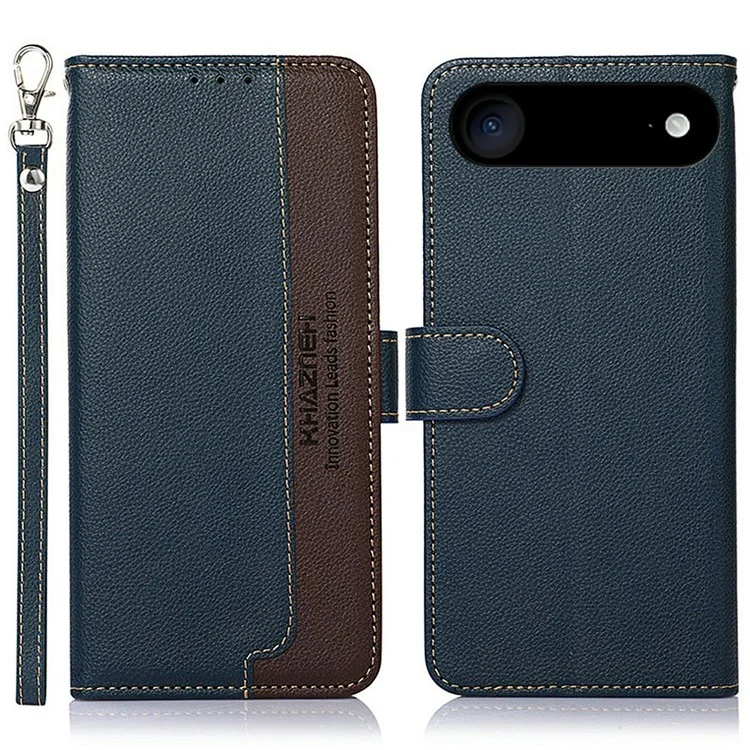 KHAZNEH For iPhone 17 Air Case RFID Blocking Wallet PU Leather Phone Cover - Blue
