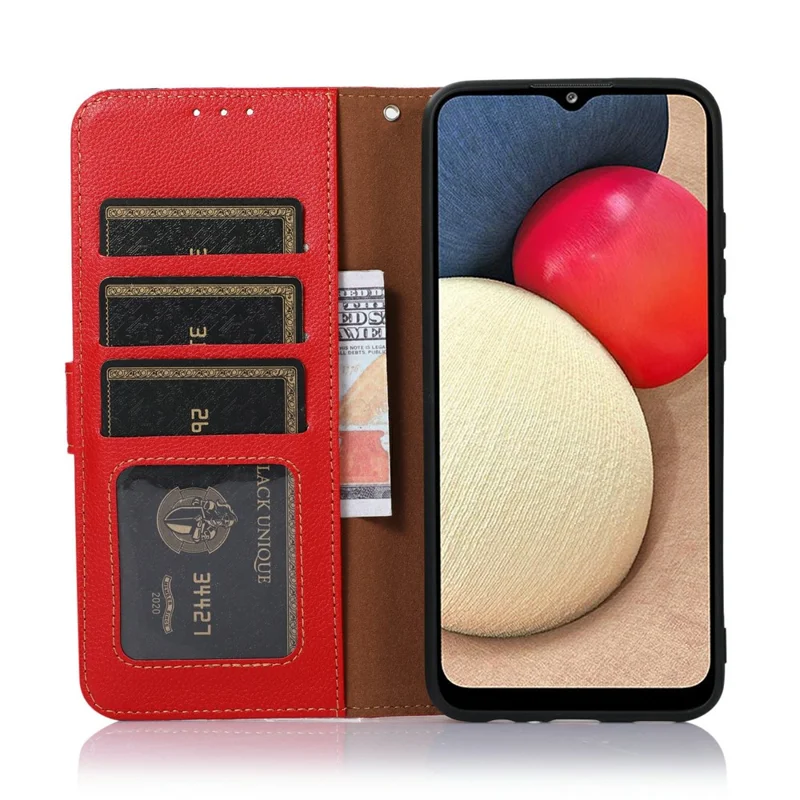 KHAZNEH For iPhone 17 Pro Case RFID Blocking Wallet Litchi Texture PU Leather Phone Cover - Red