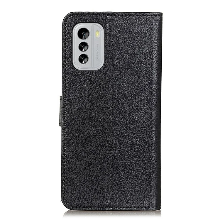 Para Nokia G60 5G Litchi Texture Wallet Phone Cover Anti-scratch PU Leather Stand Cell Phone Case Shell - Negro