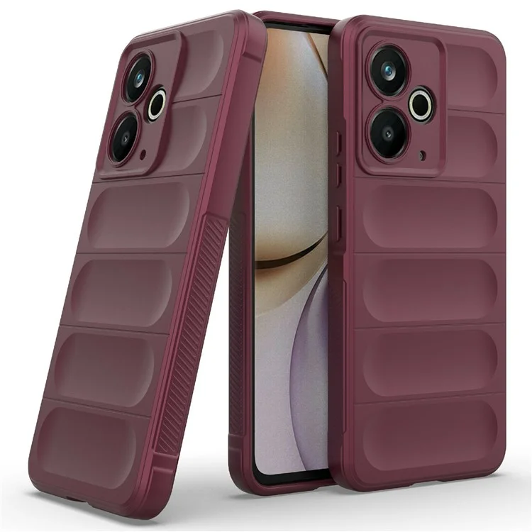 Чехол для Realme 14T 5G с защитой от падения, мягкий TPU, прочный чехол для телефона - Бордовый