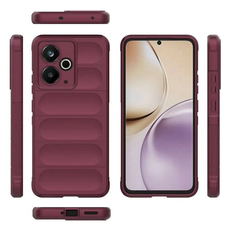 Чехол для Realme 14T 5G с защитой от падения, мягкий TPU, прочный чехол для телефона - Бордовый