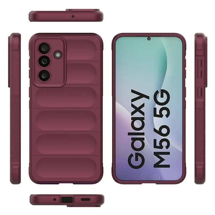 Capa para Samsung Galaxy M56 5G Antichoque de TPU Macio Capa Traseira Resistente para Celular - Vermelho Vinho