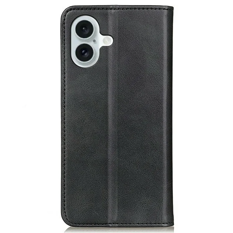 Étui en cuir fendu pour iPhone 17 avec portefeuille et rabat - Noir