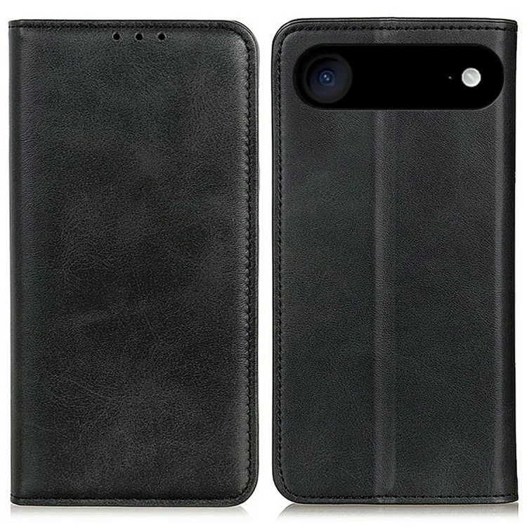 For iPhone 17 Air Case Split Leather Flip Wallet Phone Cover - Black