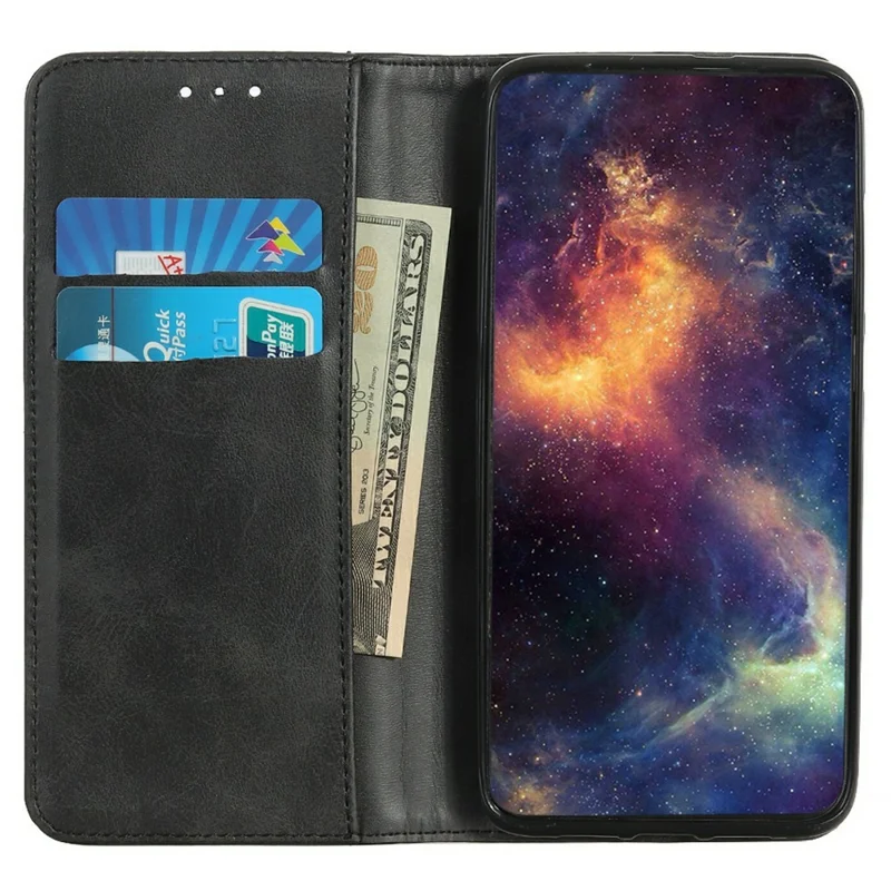 Für iPhone 17 Pro Hülle Geteiltes Leder Flip Wallet Handyhülle - Schwarz