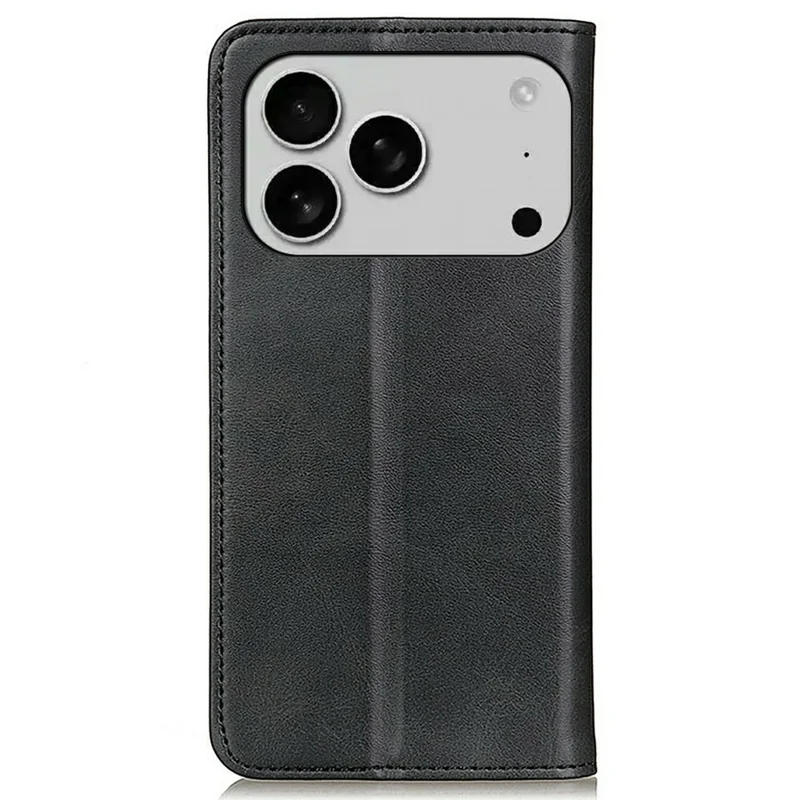 Für iPhone 17 Pro Hülle Geteiltes Leder Flip Wallet Handyhülle - Schwarz
