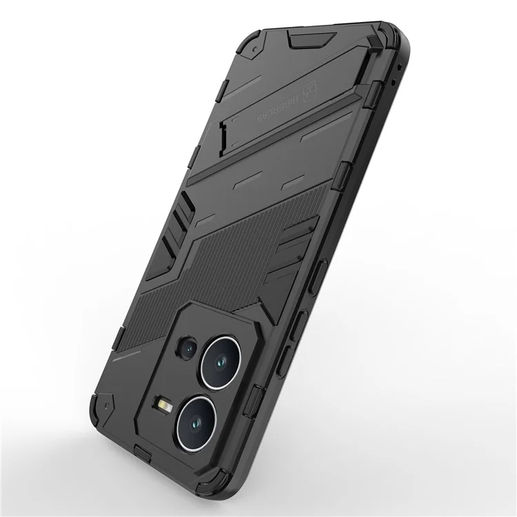 Capa de telefone Hard PC + Soft TPU para vivo V25 5G, tampa traseira com suporte à prova de quedas - Preto