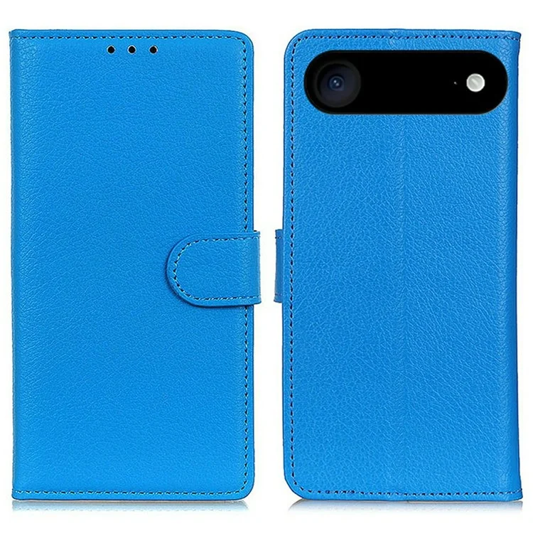 For iPhone 17 Air Wallet Case PU Leather Phone Cover Litchi Texture - Blue