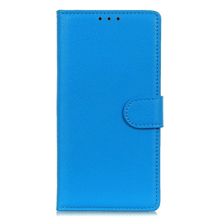 For iPhone 17 Air Wallet Case PU Leather Phone Cover Litchi Texture - Blue