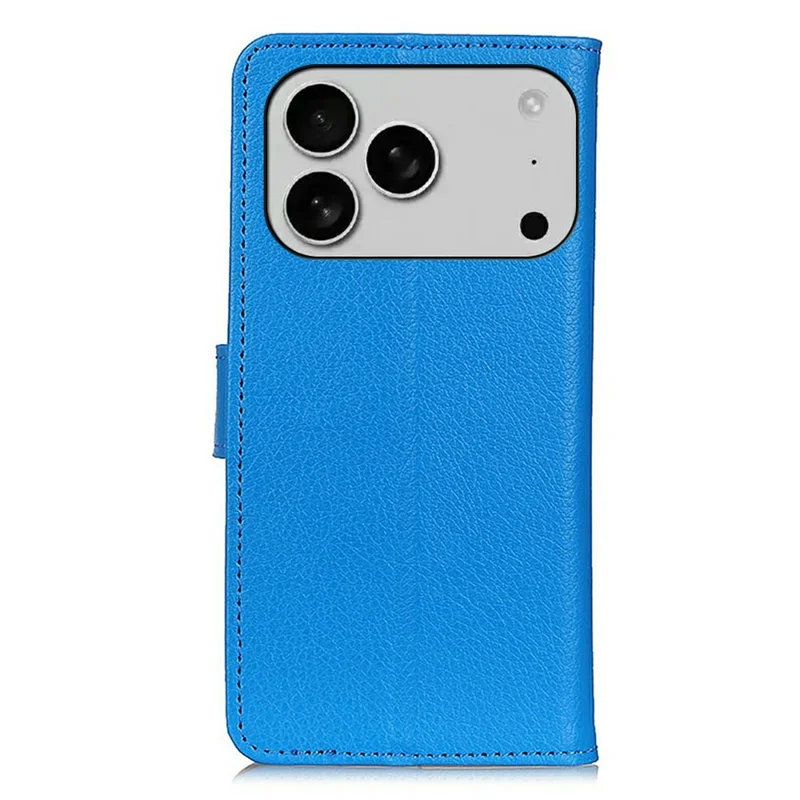 Portemonnee hoesje voor iPhone 17 Pro PU lederen telefoonhoesje met lycheestructuur - Blauw