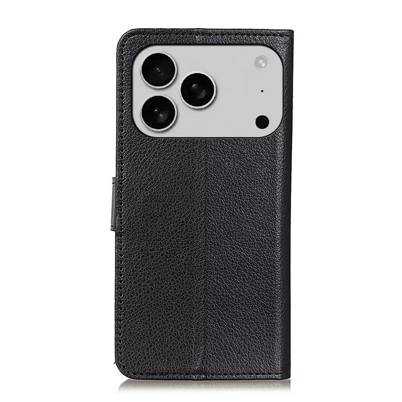 For iPhone 18 Pro Max / 17 Pro Max Wallet Case PU Leather Phone Cover Litchi Texture - Black