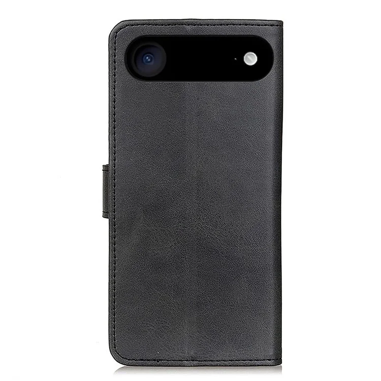 For iPhone 17 Air Case Cowhide Texture Leather Wallet Stand Phone Cover - Black