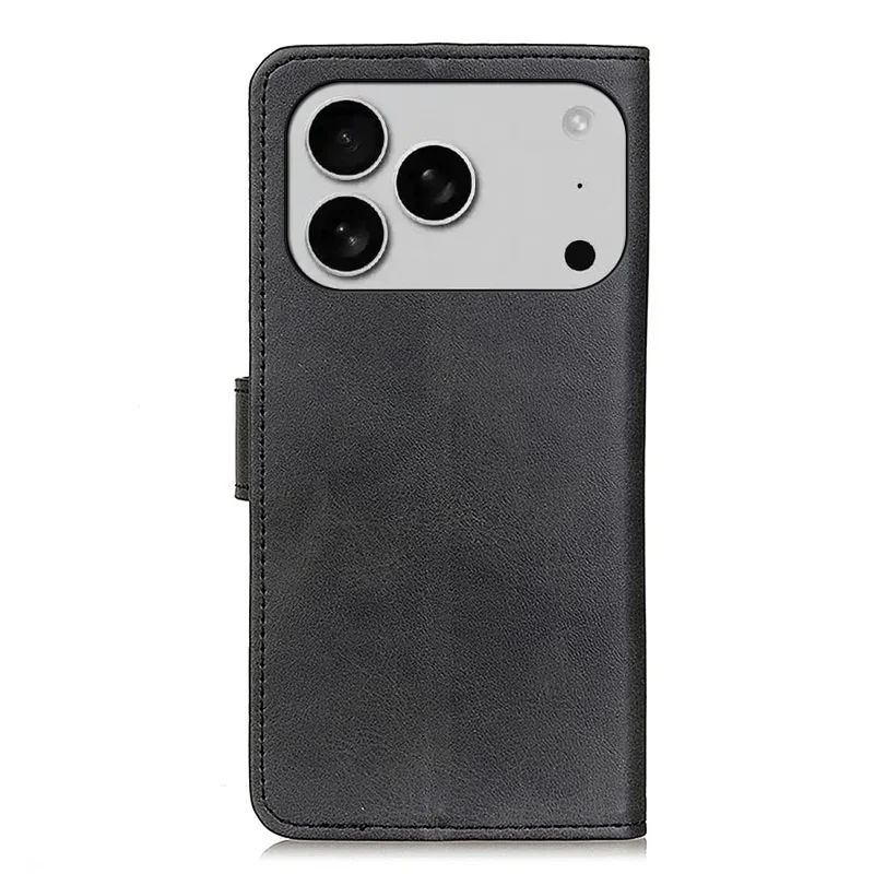 Étui en cuir de vachette pour iPhone 17 Pro Max avec support de portefeuille - Noir