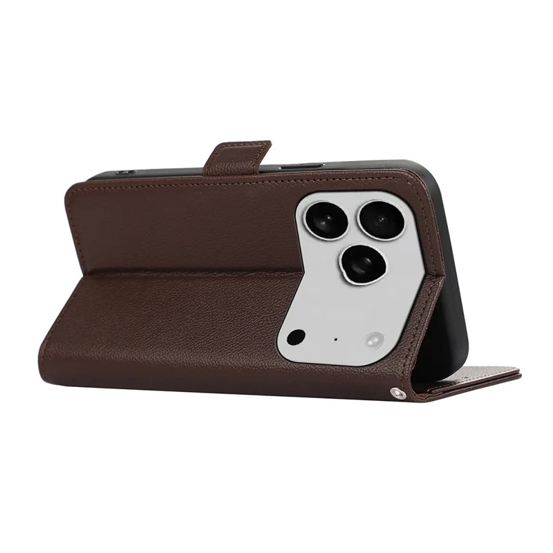 ABEEL For iPhone 17 Pro Case Litchi Texture Leather RFID Blocking Phone Cover - Brown