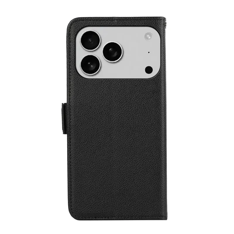 ABEEL Für iPhone 17 Pro Max Hülle Litchi-Textur Leder RFID-Blockierung Handyhülle - Schwarz