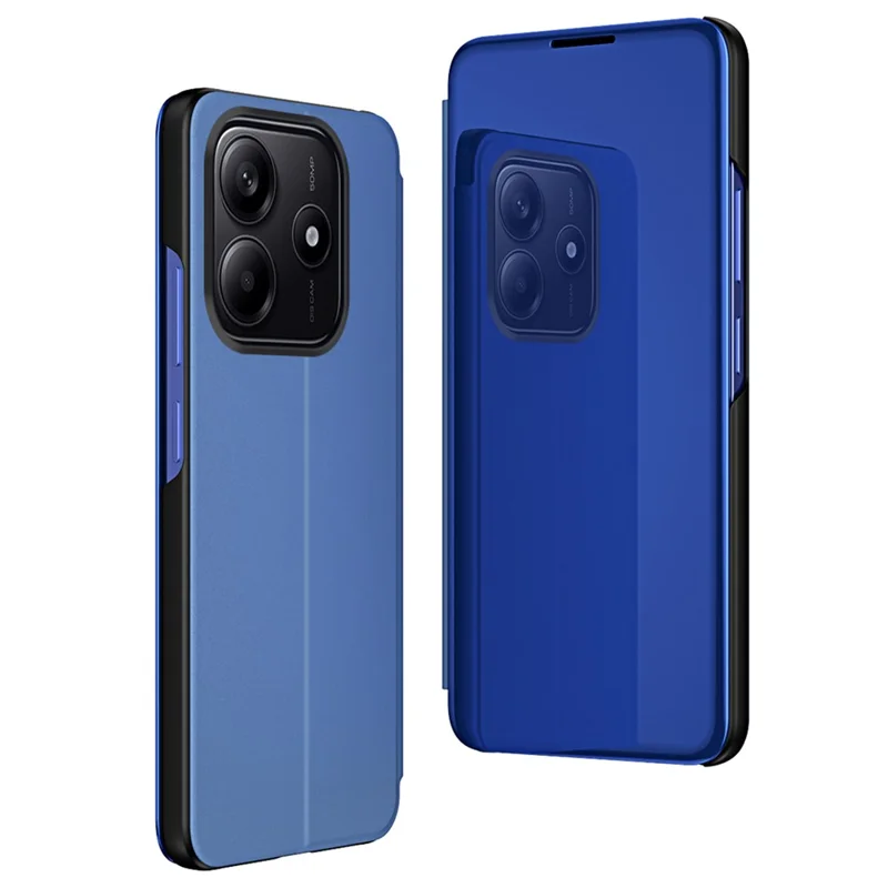 For Xiaomi Redmi Note 14 4G (164.84mm) Case View Window Stand Leather Flip Phone Cover - Sky Blue