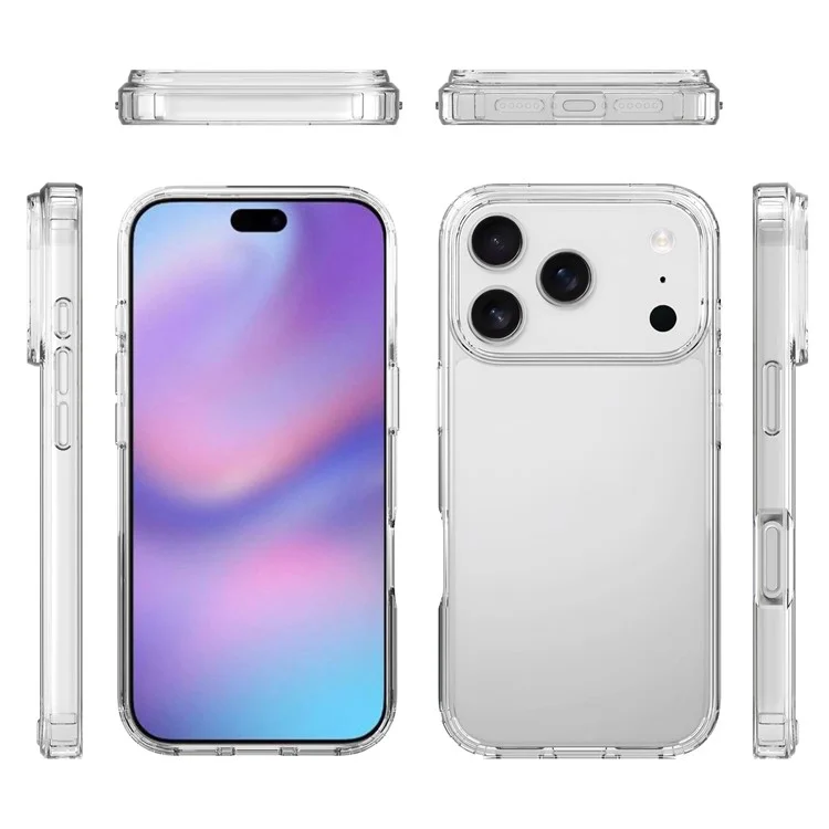 For iPhone 17 Pro Clear Case TPU + Acrylic Shockproof Phone Back Cover