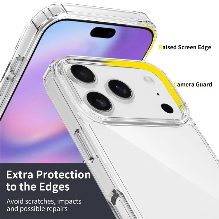 For iPhone 17 Pro Clear Case TPU + Acrylic Shockproof Phone Back Cover