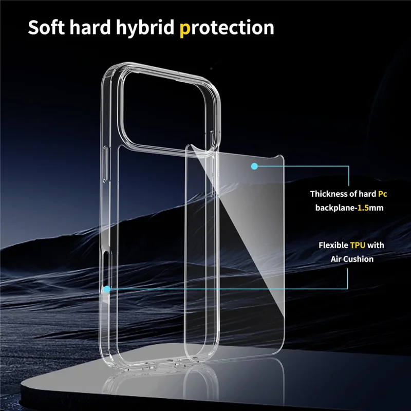 Чехол для iPhone 17 Pro Max прозрачный, противоударный, из ТПУ и акрила