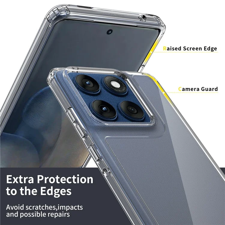 Étui Transparent pour Motorola Edge 60 Fusion 5G / 60s 5G / 60 5G TPU + Coque Arrière de Téléphone Antichoc en Acrylique