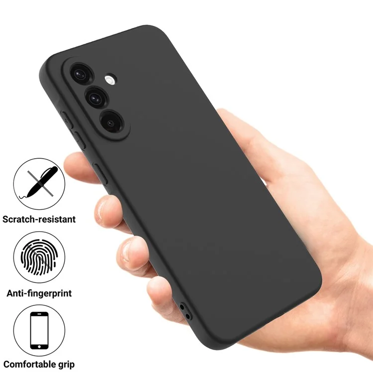Für Samsung Galaxy F56 5G / M56 5G Flüssig-Silikon-Hülle Handygehäuse mit Handschlaufe - Schwarz