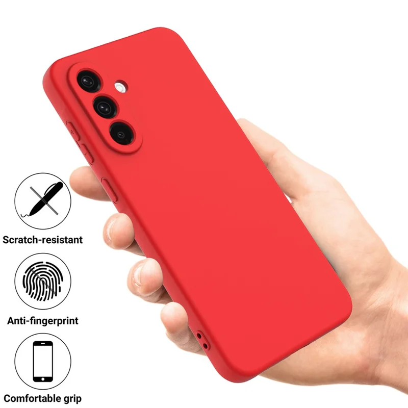 For Samsung Galaxy F56 5G  /  M56 5G Liquid Silicone Case Phone Back Cover with Hand Strap - Red