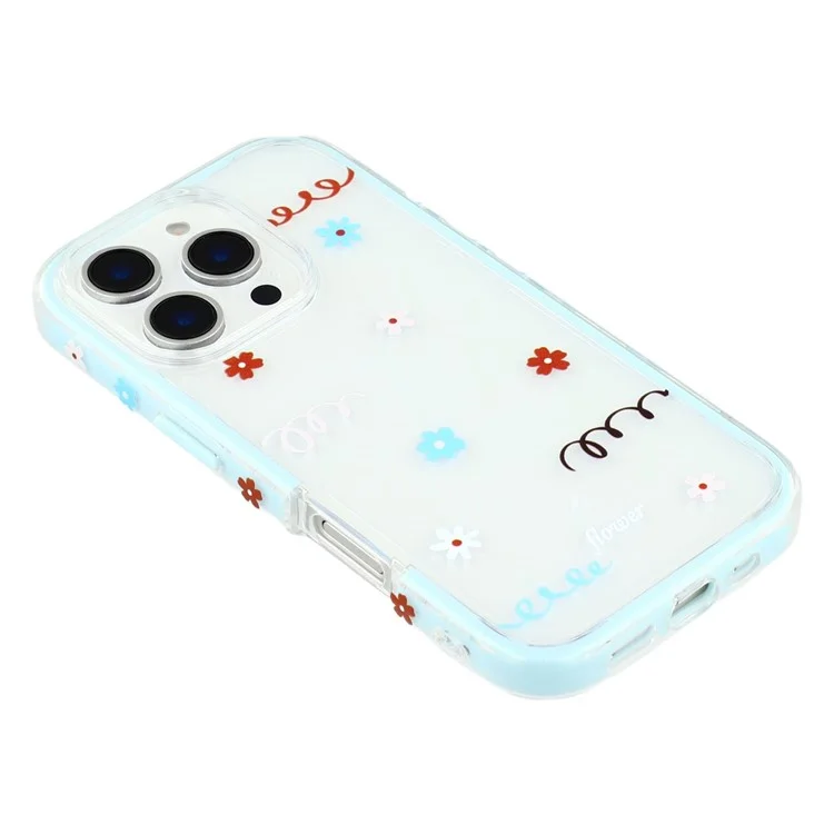 For iPhone 16 Pro Case Sunflower Series TPU + Acrylic Clear Phone Back Cover - Baby Blue
