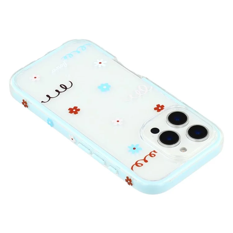For iPhone 16 Pro Case Sunflower Series TPU + Acrylic Clear Phone Back Cover - Baby Blue