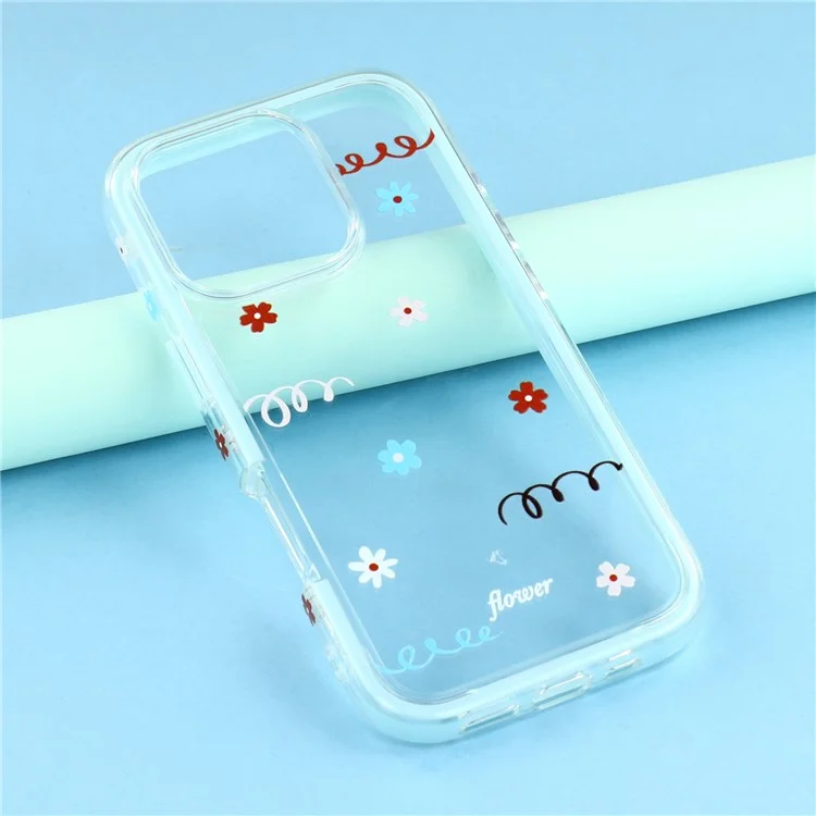For iPhone 16 Pro Case Sunflower Series TPU + Acrylic Clear Phone Back Cover - Baby Blue