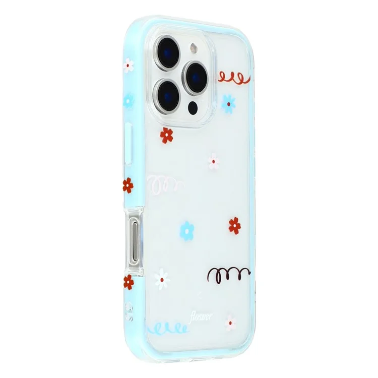 For iPhone 16 Pro Max Case Sunflower Series TPU + Acrylic Clear Phone Back Cover - Baby Blue
