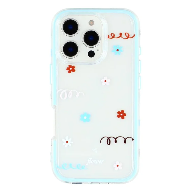 For iPhone 16 Pro Max Case Sunflower Series TPU + Acrylic Clear Phone Back Cover - Baby Blue